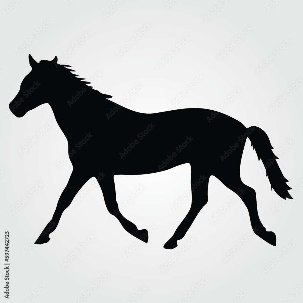 Naklejka premium Horses Silhouette, Horse Racing, Horse Riding Equine Equestrian Race, Outline Horse Rider Vector Jockey Pony 