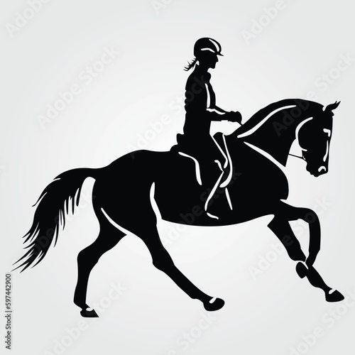Horses Silhouette, Horse Racing, Horse Riding Equine Equestrian Race, Outline Horse Rider Vector Jockey Pony	
