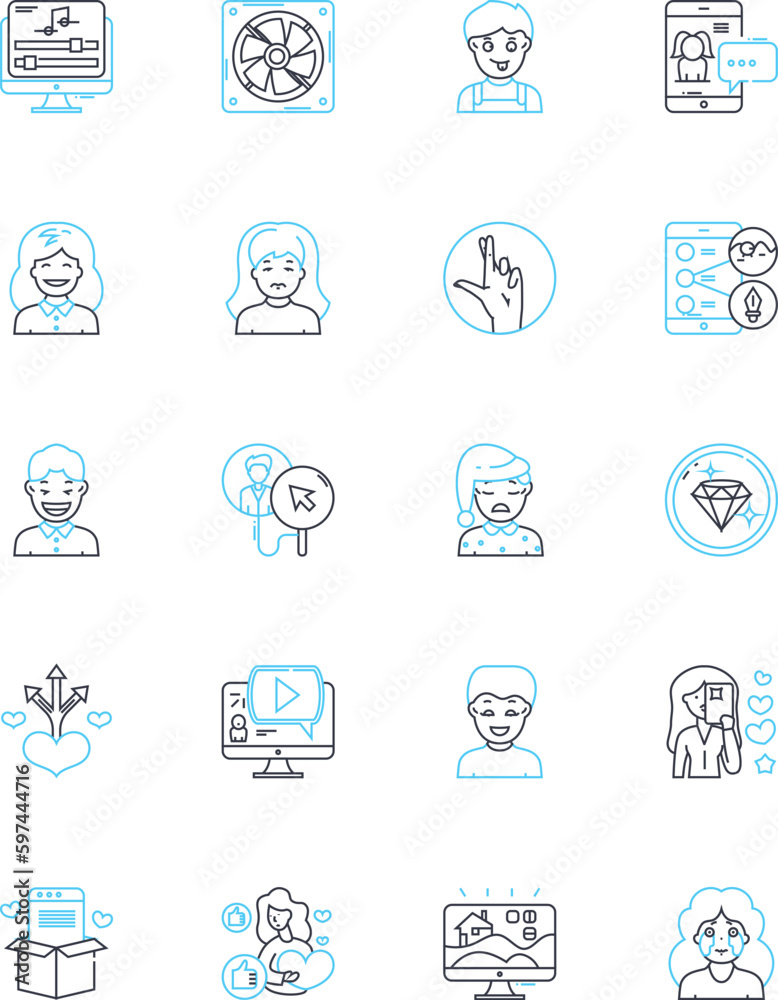 Search optimization linear icons set. Algorithm, Analytics, Backlinks, Keywords, Content, Crawl, Meta-tags line vector and concept signs. Ranking,SERP,Traffic outline illustrations