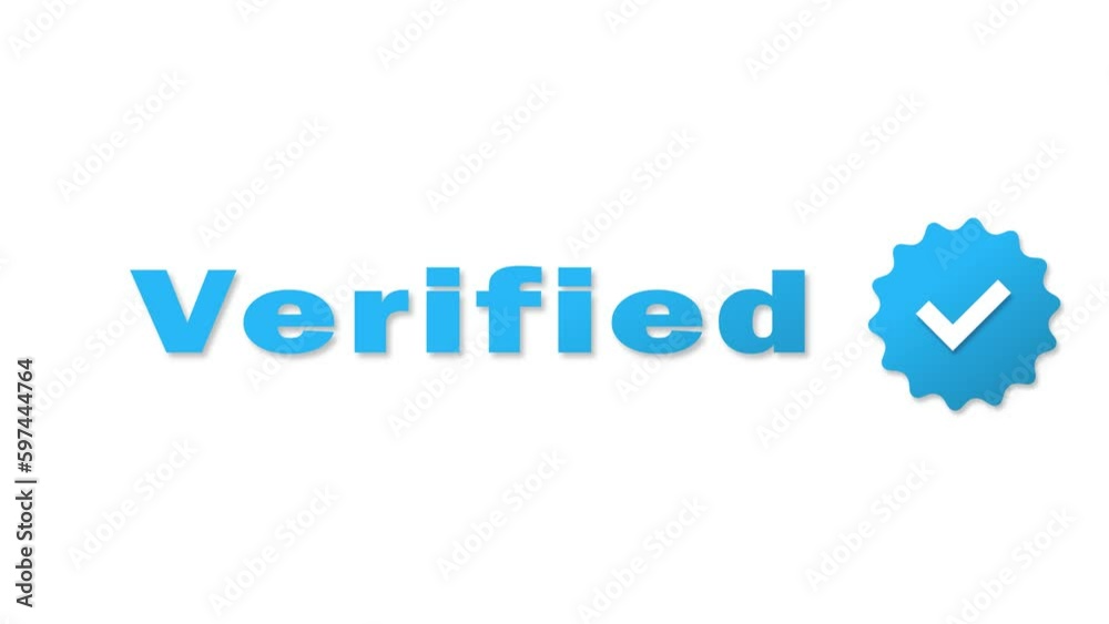 Blue tick checkmark rolls and verified caption on isolated background animation. Social media network verification lettering user status badge concept 4K footage Blue tick checkmark rolls and verified caption on isolated background animation. Social media network verification lettering user status badge concept 4K footage