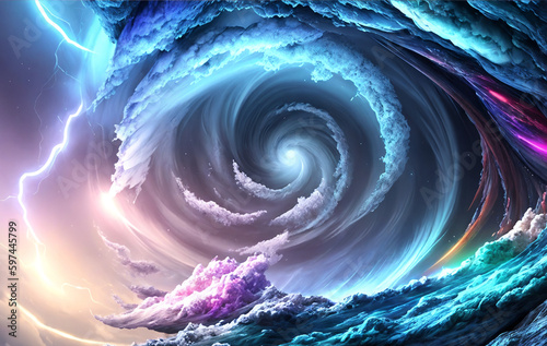 abstract tornado ocean  background with generative AI technology