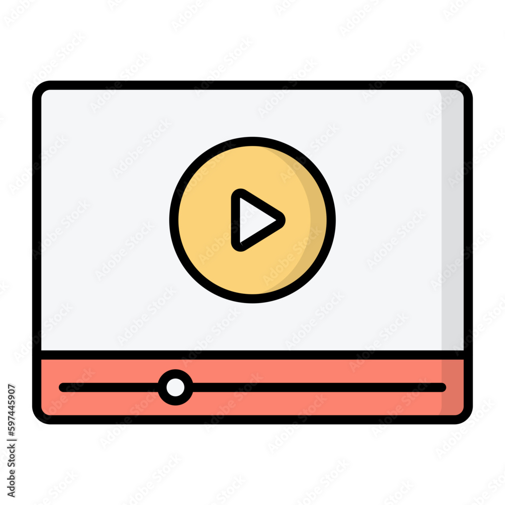 Video Player Line Color Icon Video Player Line Color Icon