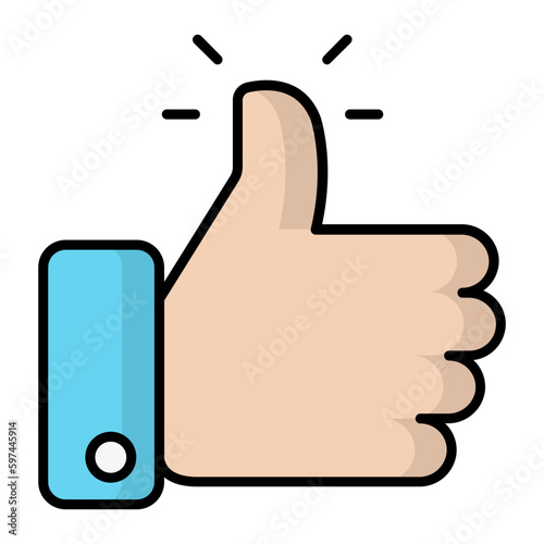 Thumbs Up Line Color Icon