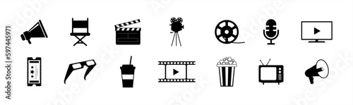 Cinema icons set vector illustration. Contains such icon as film, movie, tv, video and more.