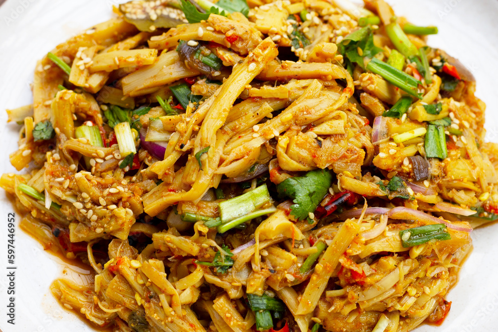 Spicy bamboo shoot salad. Thai food Spicy bamboo shoot salad. Thai food