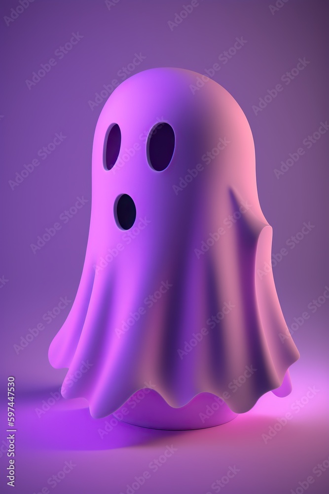 Stylized Cartoon Style Ghost, 3D Illustration of a Purple & Light Purple & Pink Ghost. Generative AI Stylized Cartoon Style Ghost, 3D Illustration of a Purple & Light Purple & Pink Ghost. Generative AI