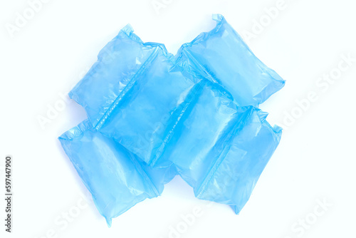 Blue air cushion plastic bags of packaging