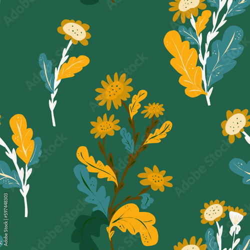 Chamomile vector pattern. For design, print, wallpaper, paper, textile	