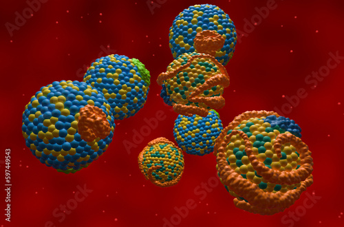 HDL (good) and LDL (Bad) lipoprotein (cholesterol) - Closeup view 3d illustration
