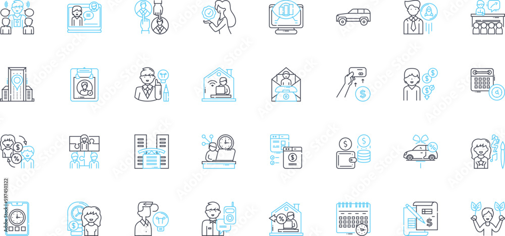 Vocation Career linear icons set. Ambition, Aspiration, Passion, Pursuit, Dedication, Goals, Success line vector and concept signs. Drive,Occupation,Profession outline illustrations Generative AI Vocation Career linear icons set. Ambition, Aspiration, Passion, Pursuit, Dedication, Goals, Success line vector and concept signs. Drive,Occupation,Profession outline illustrations Generative AI