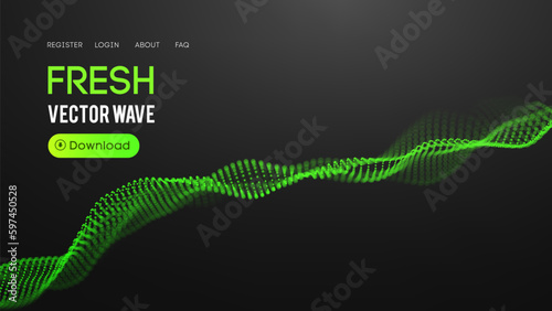 Fresh abstract green background. Green energy gradient mesh. Digital data flow vector background.