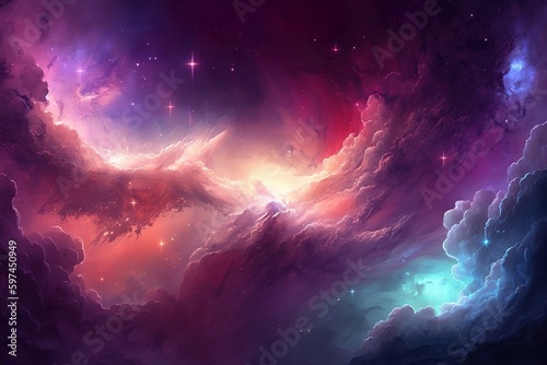 Colorful nebula and galaxy made with AI generative tools
