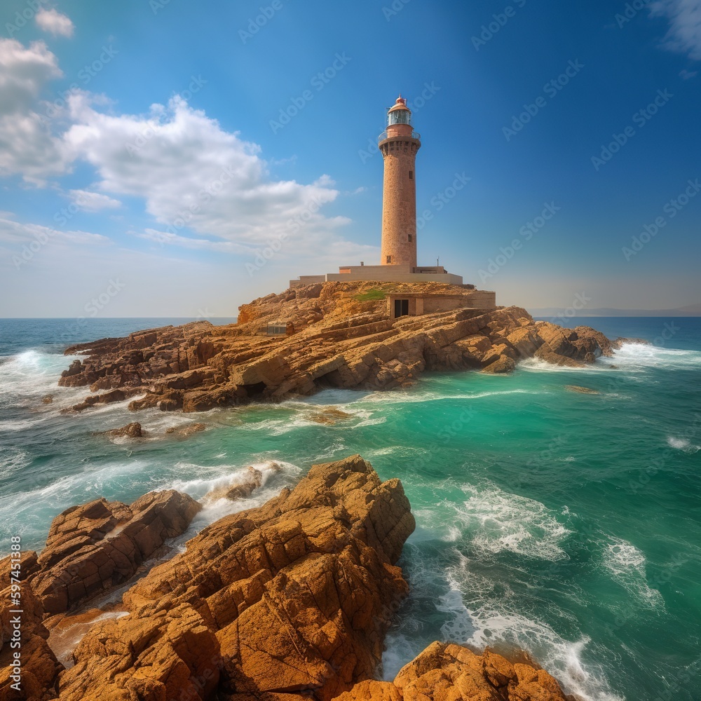lighthouse on the coast of the region sea.