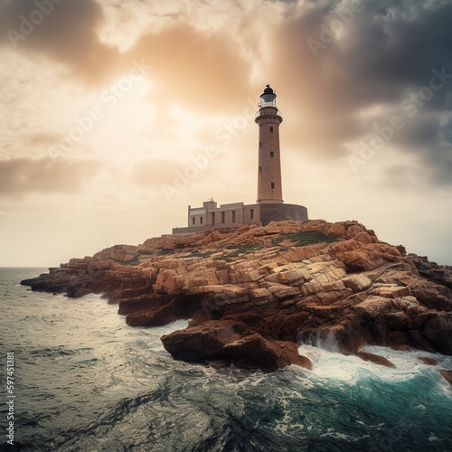 lighthouse on the coast of the region sea. photo