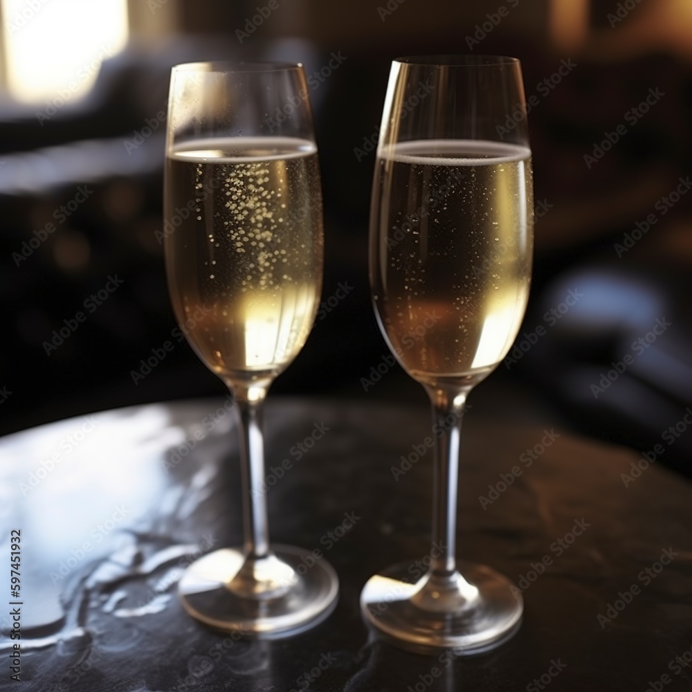 glasses of champagne on blurred background. glasses of champagne on blurred background.