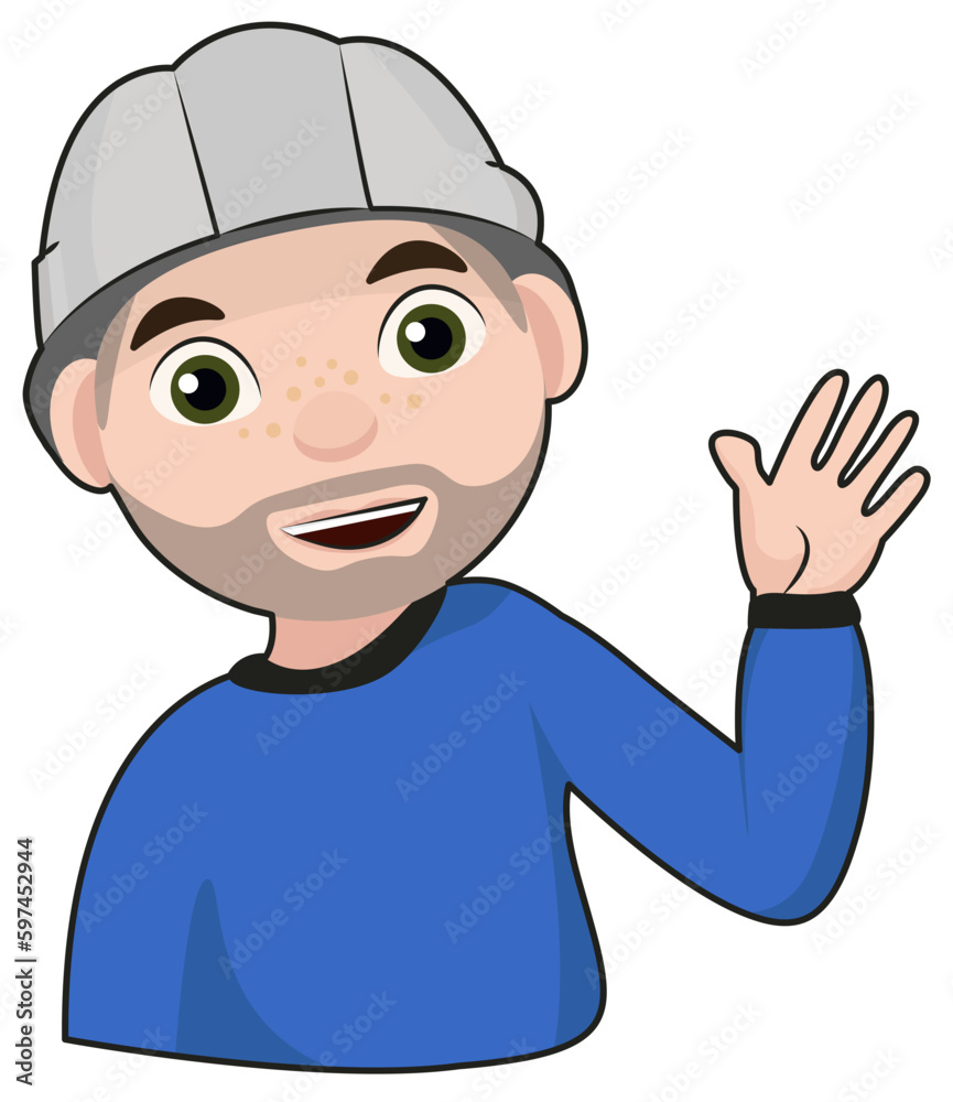 sticker illustration of male worker builder sticker illustration of male worker builder