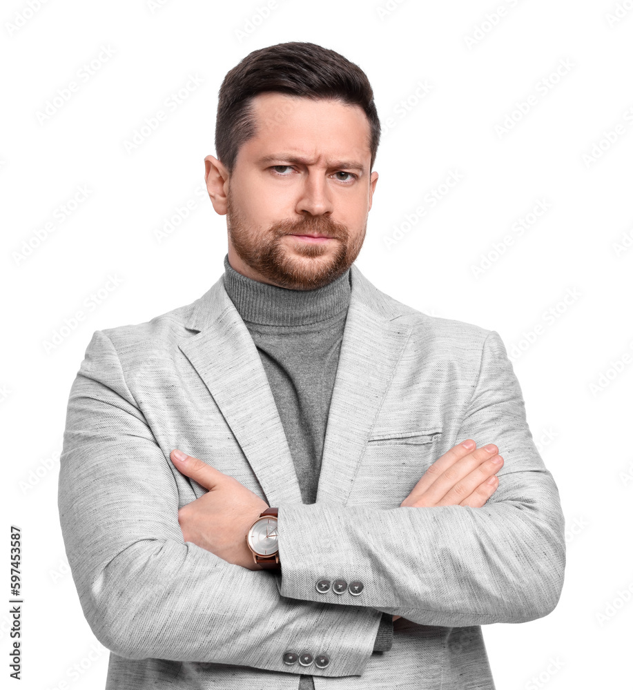 Handsome bearded businessman in suit on white background Handsome bearded businessman in suit on white background