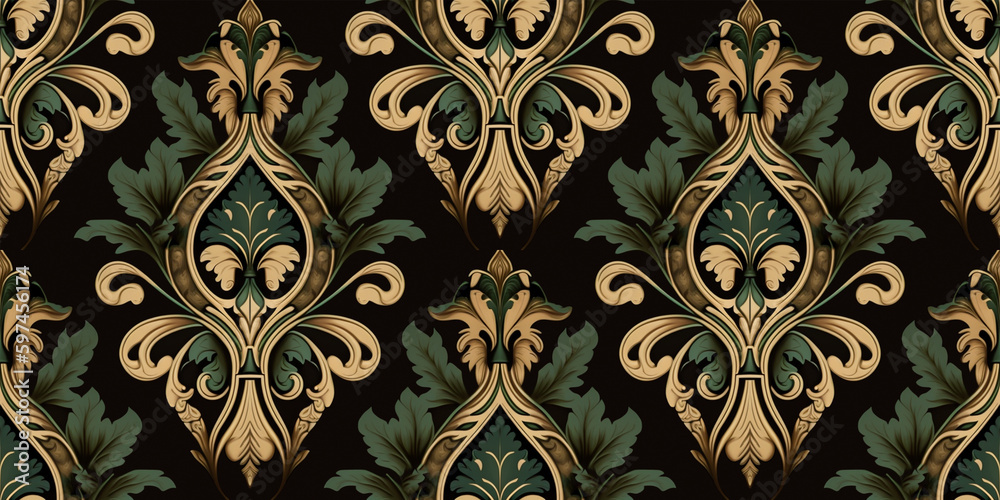 Damask pattern. Elegant seamless ornament in old fashioned style ...