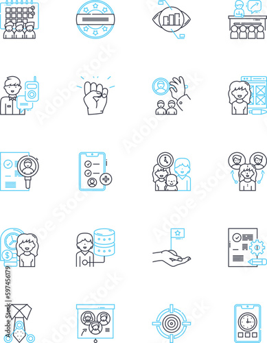 Dead-end careers linear icons set. Stagnancy, Unfulfilling, Limited, Mundane, Frustration, Regret, Stuck line vector and concept signs. Failure,Obsolete,Trapped outline illustrations