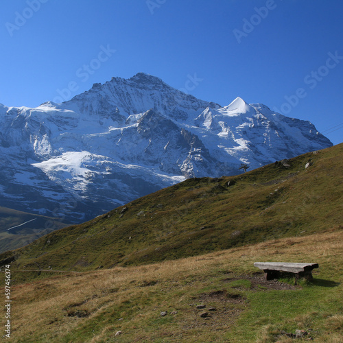Jungfraujoch, famous travel destination in the Swiss Alps.