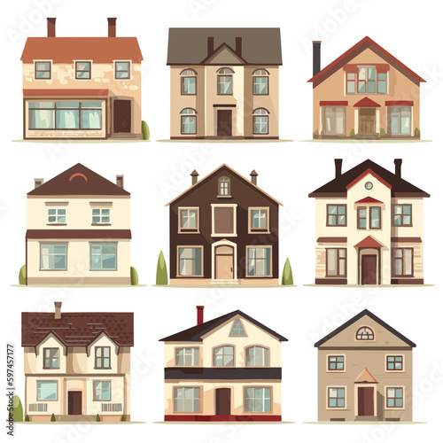 Set of vector houses isolated on white background © Zaharia Levy