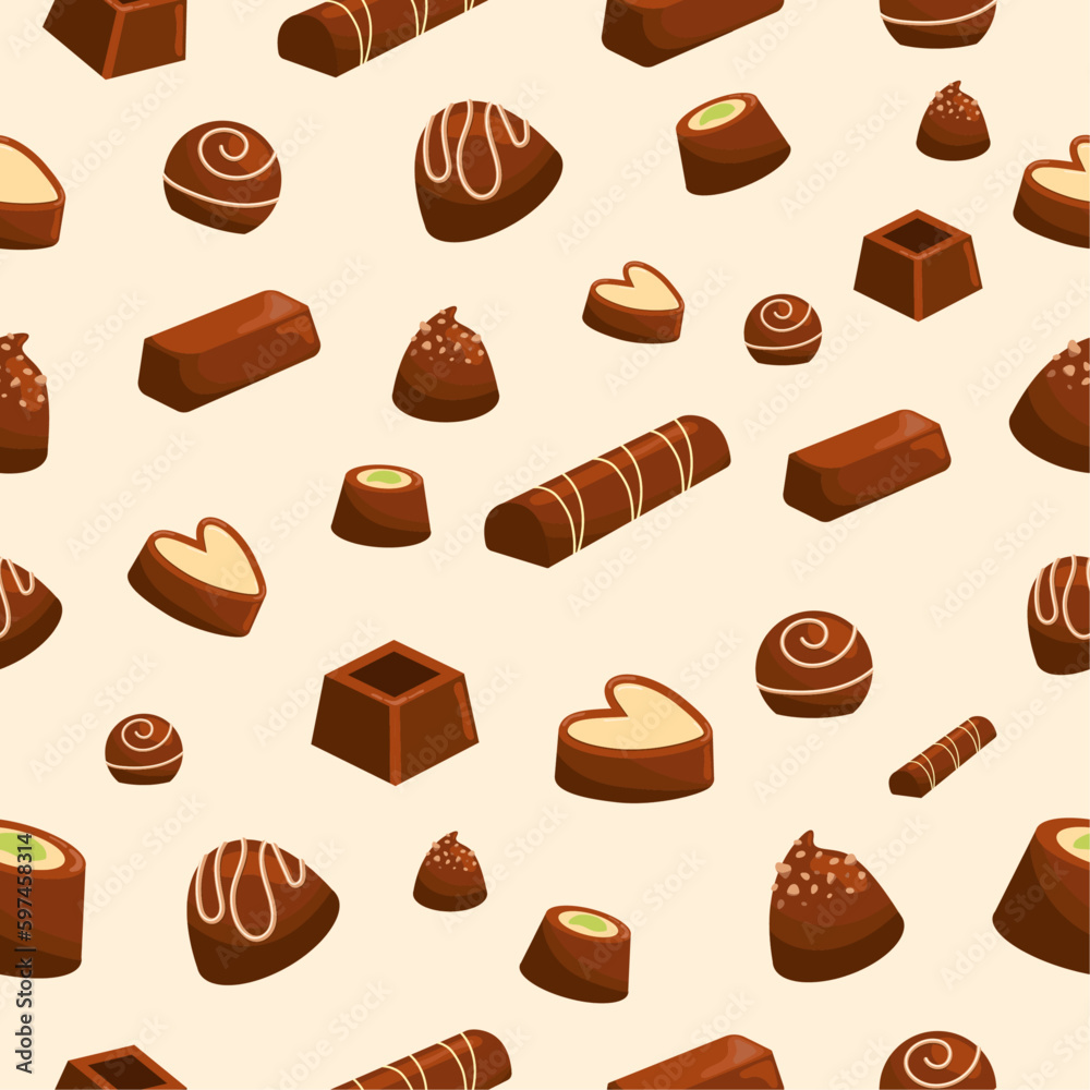 Seamless chocolate candy pattern.