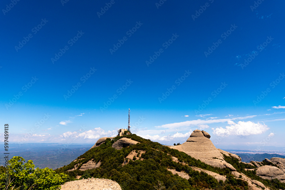 Fototapeta premium Rocky landscape with clear sky of Montserrat mountains