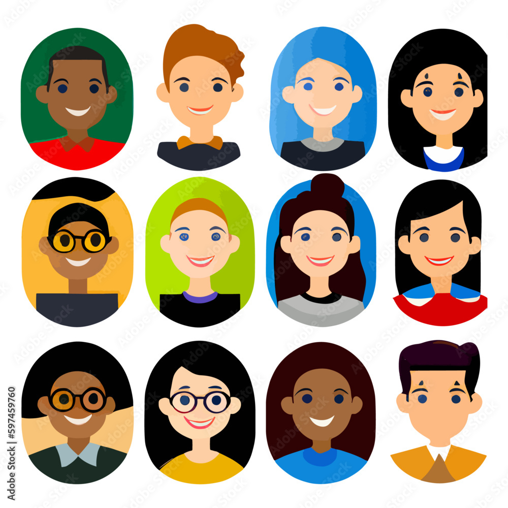 people faces icons set people faces icons set