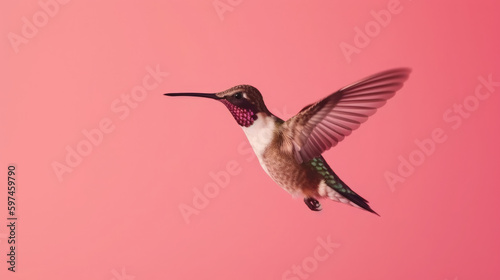 Fliegender Kolibri mit Blume