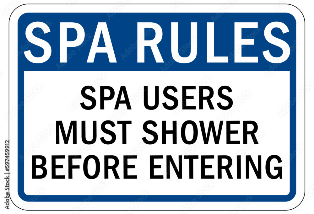 Pool shower sign and labels spa users please shower before entering