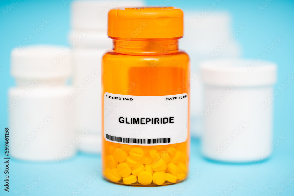 Glimepiride medication In plastic vial Glimepiride medication In plastic vial