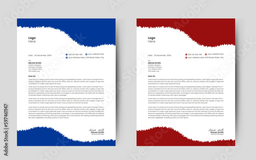 Minimalist concept business style letterhead template design with color combination.