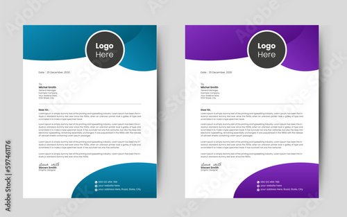 Minimalist concept business style letterhead template design with color combination.
