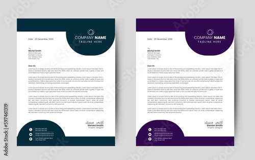 Minimalist concept business style letterhead template design with color combination.
