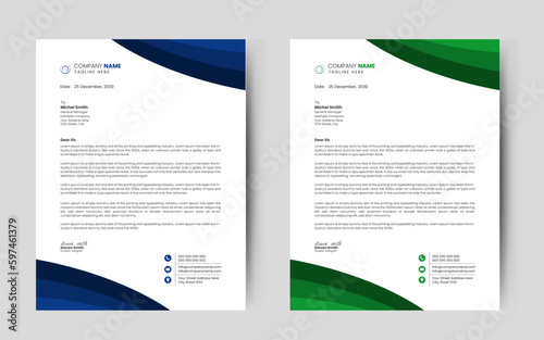 Minimalist concept business style letterhead template design with color combination.