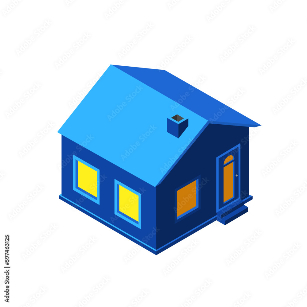 Night city building apartment residential home isometric 3D illustration Night city building apartment residential home isometric 3D illustration