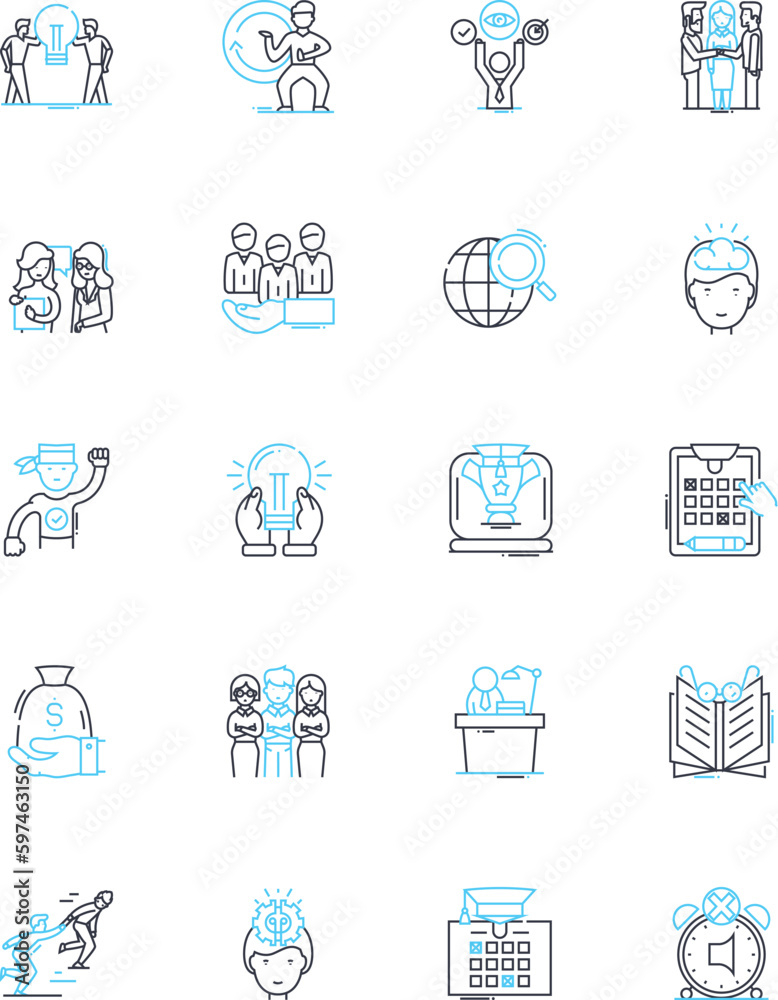 Efficiency and effectiveness linear icons set. Streamlined, Optimization, Productivity, Precision, Integration, Time-saving, Synergy line vector and concept signs. Generative AI Efficiency and effectiveness linear icons set. Streamlined, Optimization, Productivity, Precision, Integration, Time-saving, Synergy line vector and concept signs. Generative AI