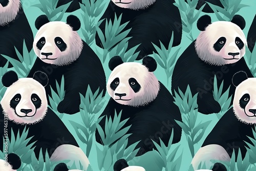 Seamless panda is feeding cat pattern. 629729 Vector Art at Vecteezy