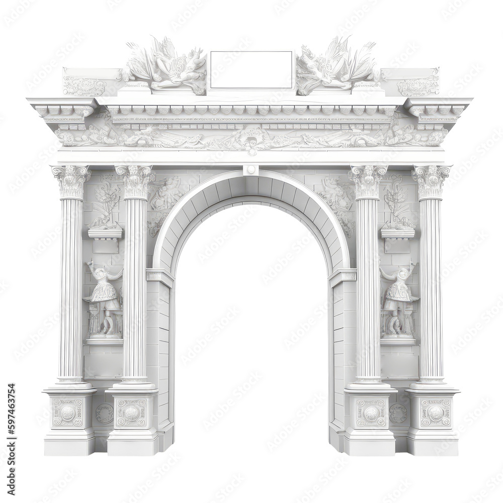 Obraz premium Stone vintage arch door Elements of the architecture of buildings in the Gothic style on isolated transparent background png. Generative ai