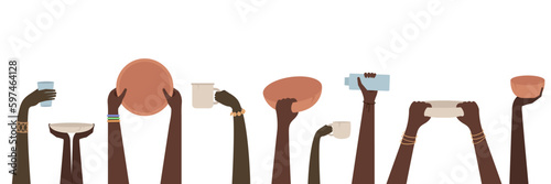 Starving people. Poverty stricken starving famine hands. Illustration of Starving People Asking for Food