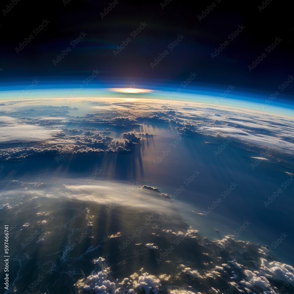 The Earth seen from space sees the light of the sunset. The Earth seen from space sees the light of the sunset.
