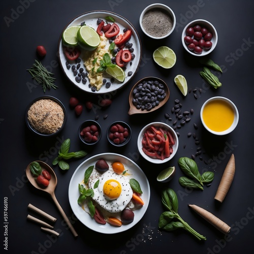 Delicious and healthy breakfast with fresh ingredients