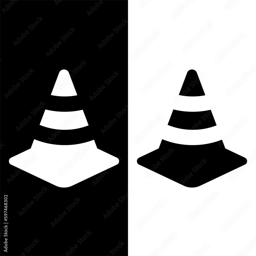 black and white traffic cone icon