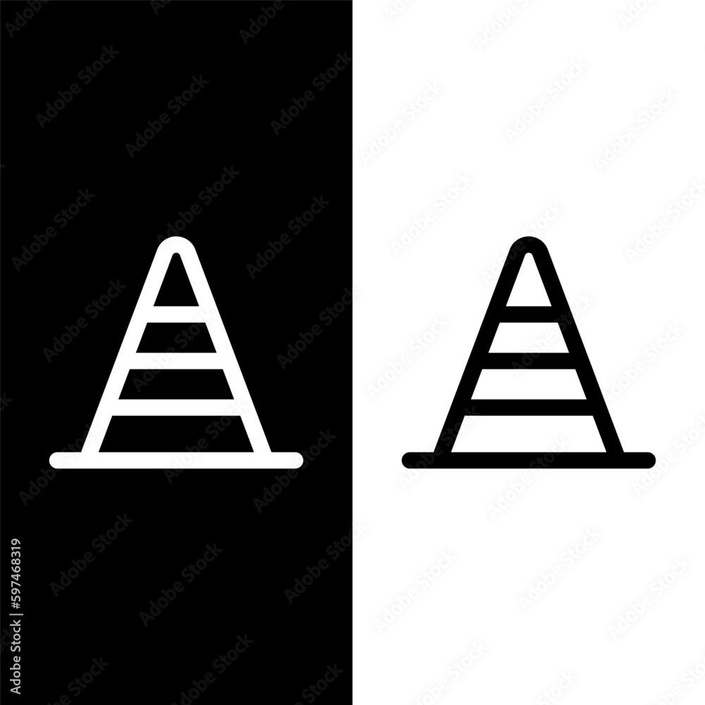 black and white traffic cone icon black and white traffic cone icon