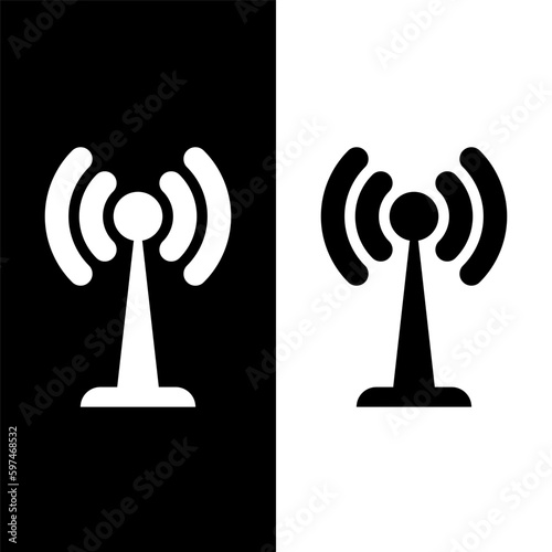 black and white tower signal icon