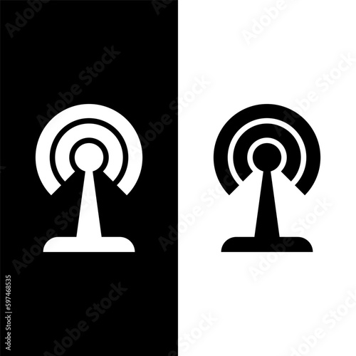 black and white tower signal icon