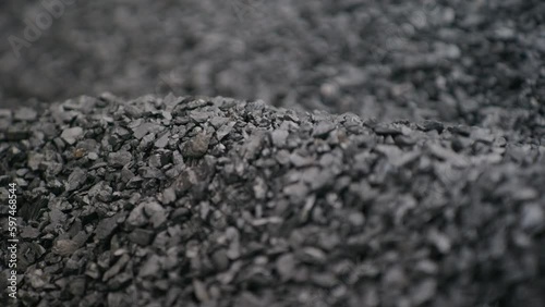 Macro shot of black coal stones