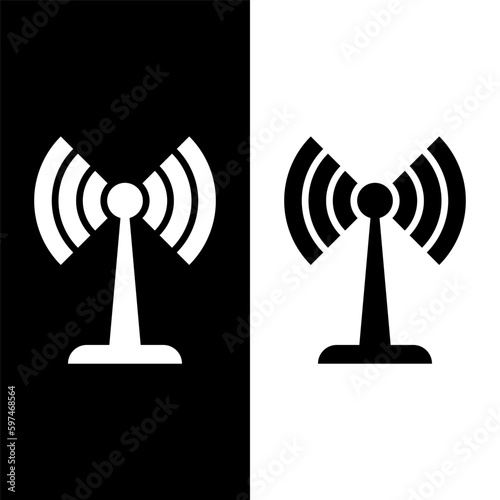 black and white tower signal icon
