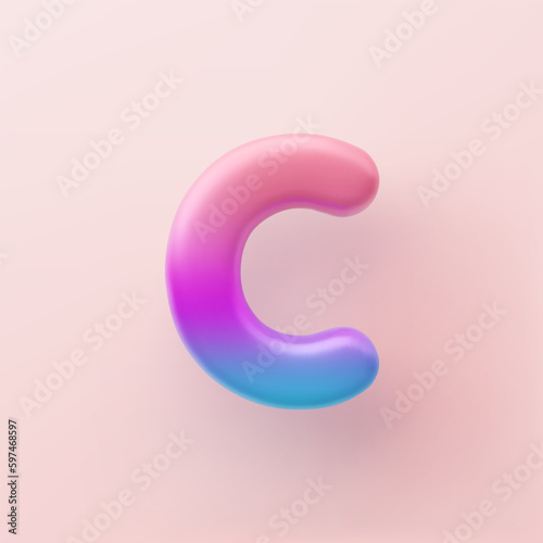 3D Colorful Gradient letter C on a light background © TanyaFox