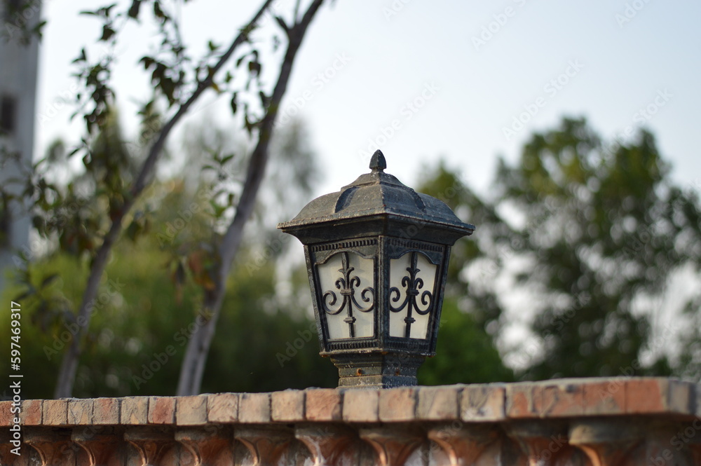 lantern on the wall of park